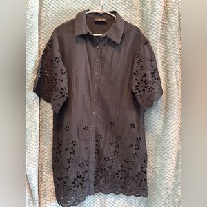 MINKPINK Black Eyelet Short Sleeve Dress